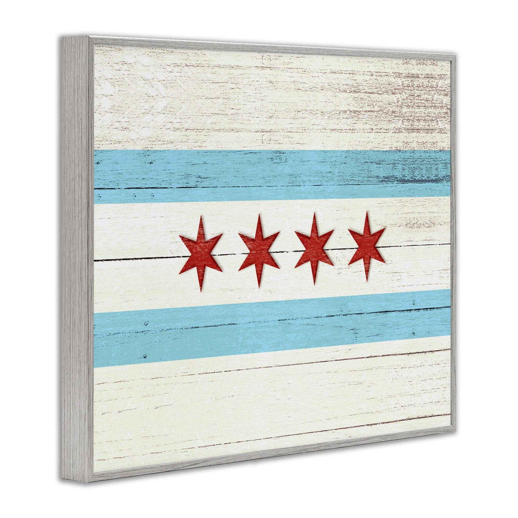Stupell Industries Chicago Flag Distressed Wood Look , 24 x 30,Design by Daphne Polselli