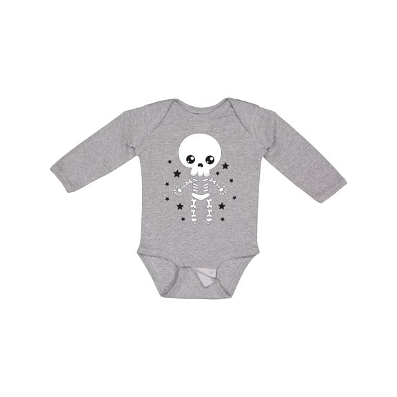 Inktastic Happy Halloween Spooky Skeleton and Stars Boys or Girls Long Sleeve Baby Bodysuit