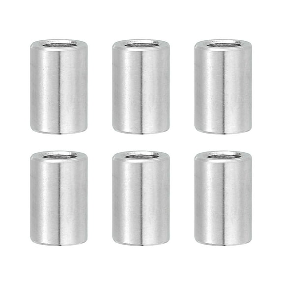 Uxcell 6 Pcs Stainless Steel Spacers, 6mm ID x 10mm OD x 15mm Height 304 Stainless Steel Bushing Screw Standoff Unthreaded Round Spacer for 1/4"M6 Screws Bolts Nuts
