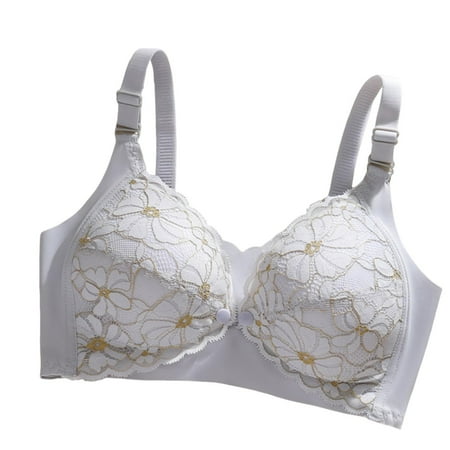 SMihono Lace Nuring Bra Front Closure Maternity Nursing Bras for Breastfeeding Push Up Pregnancy Bra Wireless Puming Bra (Gray S )