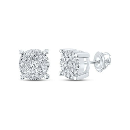L U DIAMONDS 10k White Gold Diamond Earrings 1/3 Ctw
