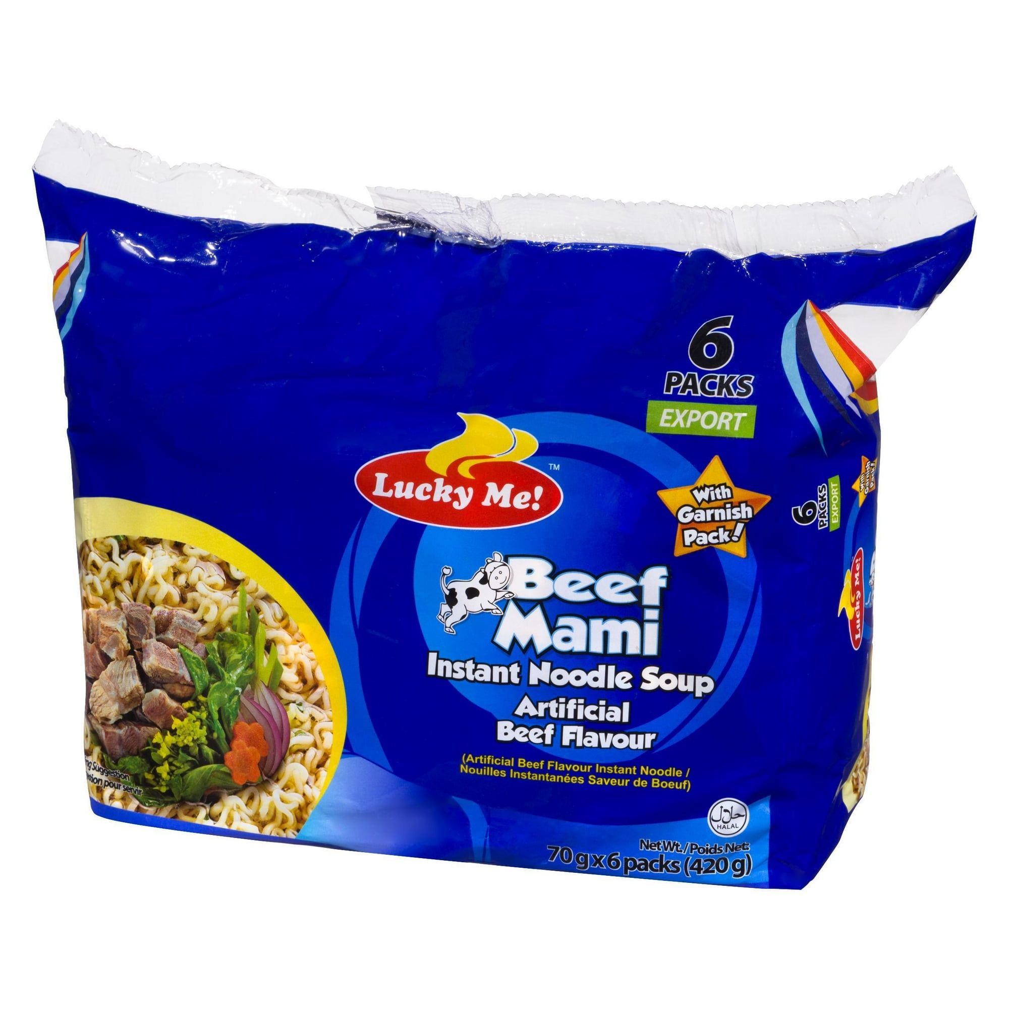 Lucky Me Mami au Boeuf Soupe de Nouilles Instantanées Saveur Artificielle de Boeuf