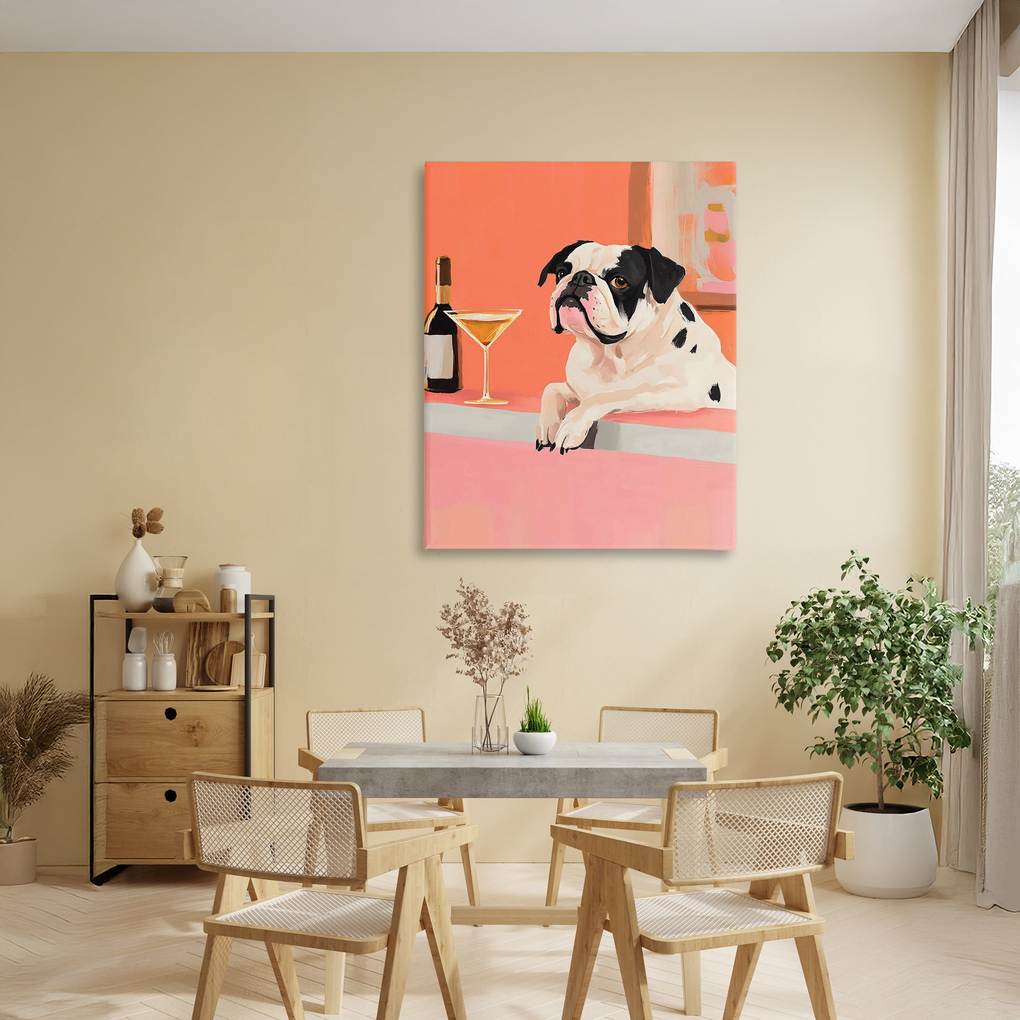 Stupell Industries Bulldog at Martini Lounge Canvas Wall Art, design by The Prints Vibe