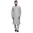 thumbnail image 1 of Atasi Modal Satin Printed Mens Kurta With Churidar Pajama Set Summer Clothing, 1 of 1