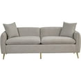 thumbnail image 6 of AngLink 77.5" Velvet Upholstered Sofa Couch with 2 Armrest Pockets, Modern 3-Seat Sofa Couch with 2 Pillows and Golden Metal Legs for Living Room, Apartment, Home Office (Gray), 6 of 9
