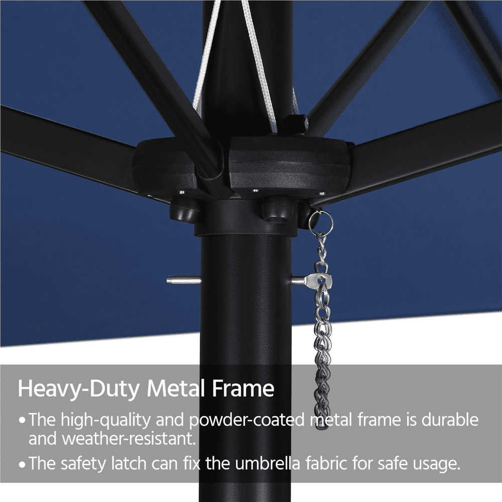 Renwick 15 FT Twin Patio Parasol with Crank Lift, Navy Blue