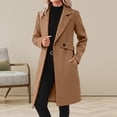 thumbnail image 2 of uublik Womens Trench Coat Khaki Notch Lapel Single-Breasted Business Casual Peacoat Trendy Clothes, 2 of 6