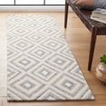 thumbnail image 5 of SAFAVIEH Micro-Loop Steve Geometric Diamonds Wool Area Rug, Grey/Ivory, 5' x 5' Round, 5 of 5