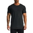 thumbnail image 3 of T Shirts for Man Short Sleeve Pack Crewneck Textured Shirts Novelty Undershirt Tee Tops Bulk Summer Soft Athletic Short Sleeve (Black,L), 3 of 6