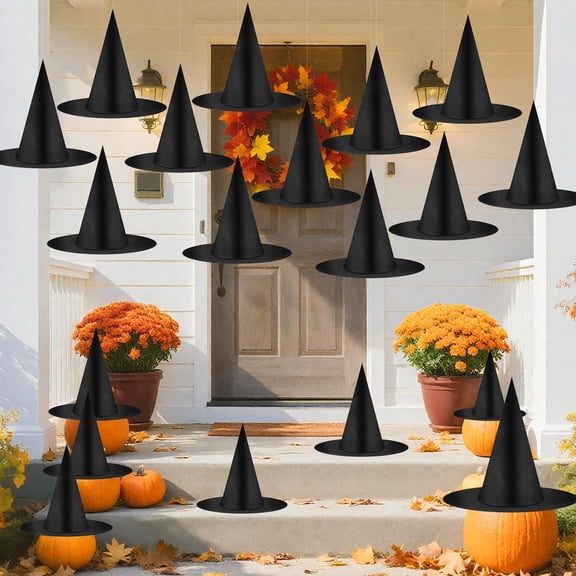 20 PCS Halloween Witch Hat Decorations Outdoor Indoor, Floating Witch Hats Hanging Witches, Thickened Wizard Hats for Home Porch Yard Halloween Decor Party Supplies