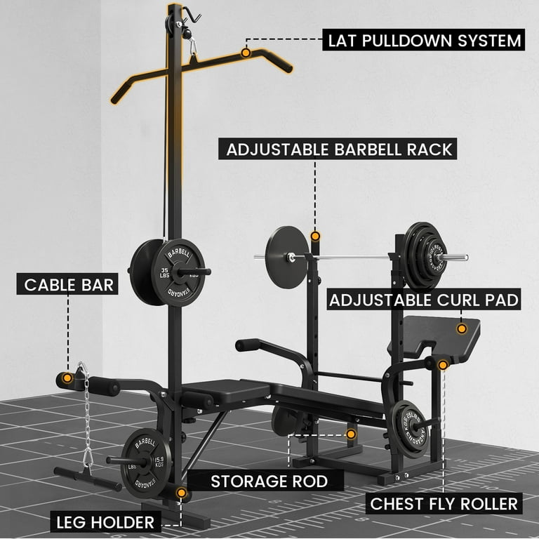 Mikolo 6-in-1 Weight Bench, 800 lbs Capacity photo 2