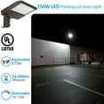 thumbnail image 2 of 150W Commercial LED Parking Lot Lights Dusk to Dawn, Commercial Flash Flood Light, Hardwired Outdoor Street Light, UL & DLC Listed, IP65 Waterproof, 5000K Daylight, 2 of 7