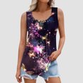 thumbnail image 2 of Women's Plus Size Tank Tops Floral Print Crew Neck Pleated Sleeveless Shirts Summer Casual Loose Tunic Tops (L, Multicolor 11), 2 of 6