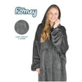 thumbnail image 3 of Bare Homey Adult Size Microplush Wearable Blanket, Split Front Pocket, Gray, 3 of 8