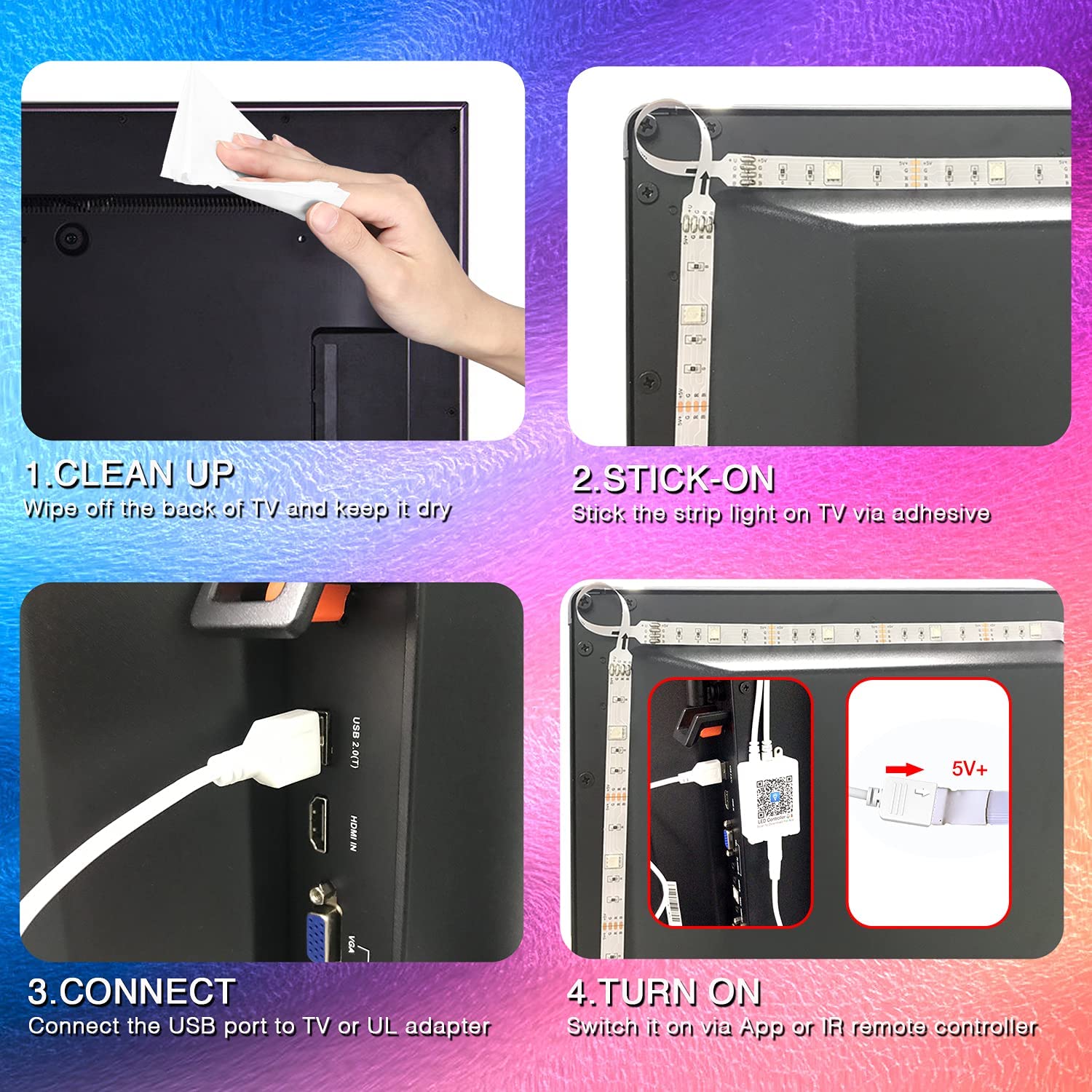 DAYBETTER Smart TV LED Backlights, 15ft RGB Strip photo 2