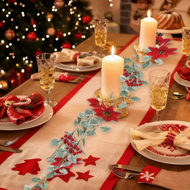 Rapeiae Simulation Flowers Rattan Wall Hanging Home Decoration Holly Leaves Red Berries Christmas Mood Decoration Simulation Christmas Rattan