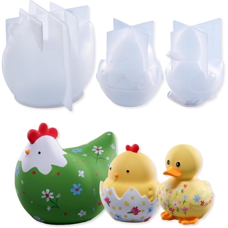 LET'S RESIN Animal Molds - 3PCS 3D Chick & Duck Silicone for Resin, Soap, Candle & Flower Crafts