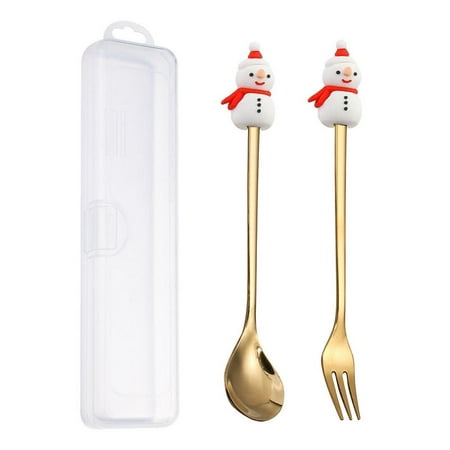 

Christmas Spoon And Fork Portable Kids Adults Dinner Supplies Stainless Steel Spoon Fork Cutlery Set Kitchen Tools