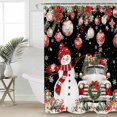 thumbnail image 2 of Extra Long Shower Curtain 72x96 Inch, Black Christmas Shower Curtain Waterproof Bathroom Decor Snowman Truck Xmas Balls Snowflake Fabric Bath Curtain Set Accessories with Hooks, 2 of 6