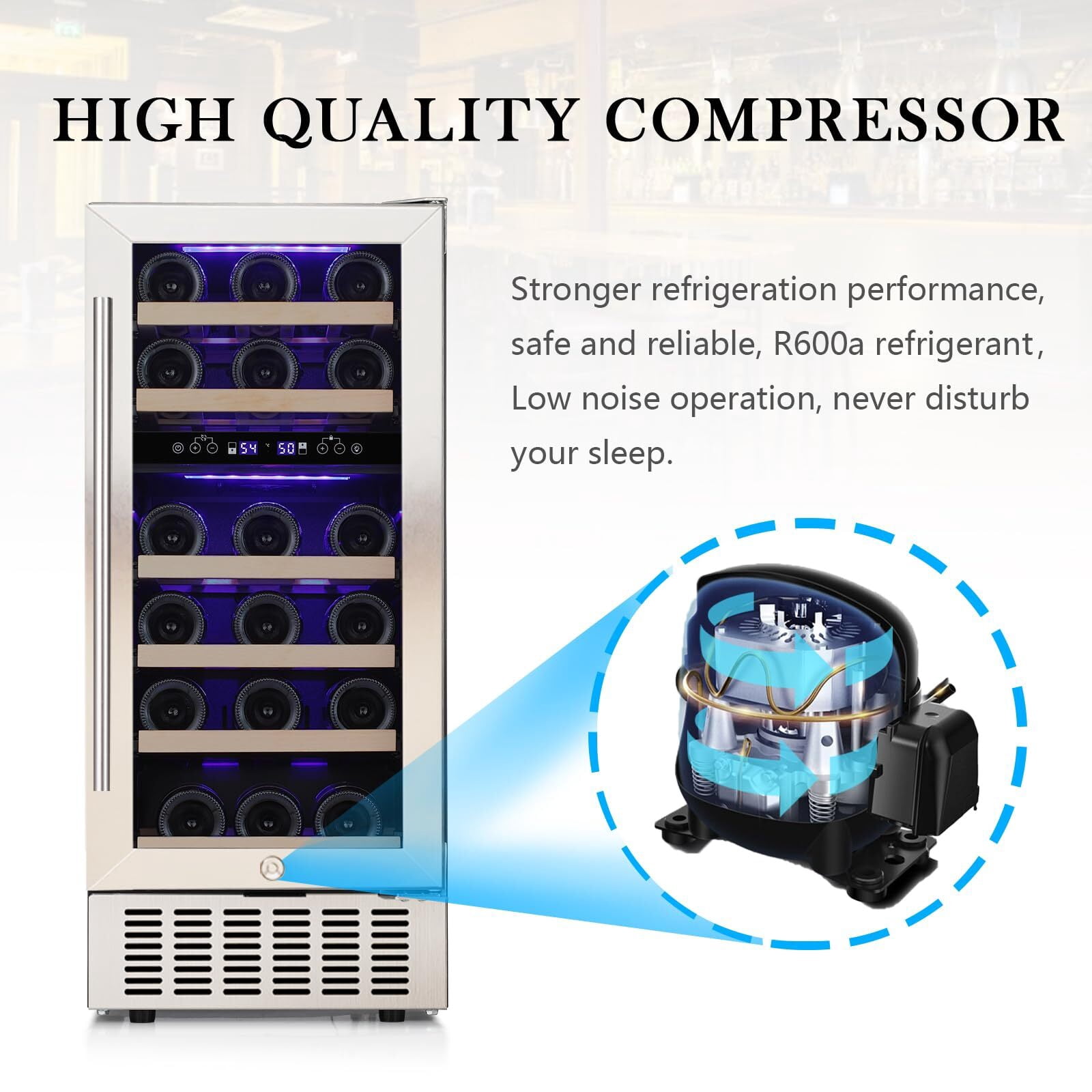 Auseo Dual Zone 28 Bottle Wine Cooler Refrigerator, Built-in Wine Fridge with Quiet Operation & LED Display,Wine Chiller for Home, Office or Bar