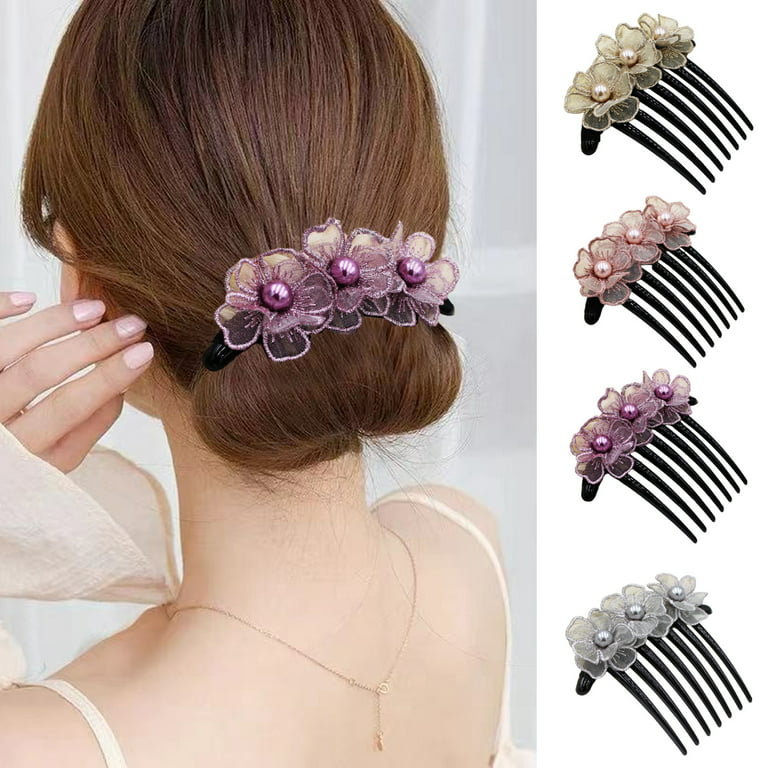 Grofry Faux Pearls Tassel Hair Fork Gift Women Elegant Leaf Hair Stick Hair, Women's, Size: B, White