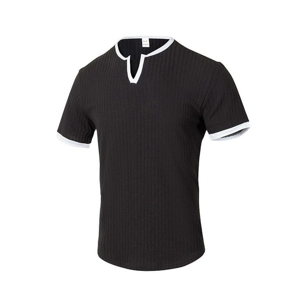 pstuiky camisetas para hombre, Blusas de manga corta con cuello en V y diseño de bloques de color versátiles para hombre ropa de hombre xl