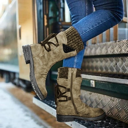 

Aayomet Boots For Women，Red Boots For Women Women Fashion Casual Vintage Retro Mid-Calf Boots Lace Up Hiking Boots Women Waterproof