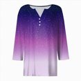 thumbnail image 4 of Towmus 3/4 Length Sleeve V Neck Womens Blouses Graphic Crew Neck T-Shirts Womens Shirts Under $6, 4 of 5