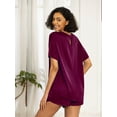 thumbnail image 4 of MINTREUS Silk Pajama for Women Short Sleeve Satin Pj Set Two Piece Soft Sleepwear Loungewear, 4 of 7
