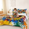 thumbnail image 3 of Castle Fairy Football Print Twin Bedding 7-Piece, Hippie Splash Bedding Comforter Set, White Blue Orange, 3 of 7