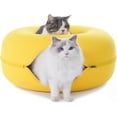 thumbnail image 2 of Large Cat Tunnel Bed for Indoor Cats with 3 Toys, Scratch Resistant Donut Cat Bed, Up to 30 Lbs (L 24x24x11, Yellow), 2 of 11