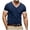 Navy, variant on Krdevn Men's Short Sleeved V Neck Solid Color Stitching Pocket T Shirt Top,L