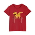 thumbnail image 3 of 3-10 Ans Dinosaure Tout-Petits Garçons Filles T-Shirts Manches Courtes Col Rond Haut Tee Coton Imprimé Mode Mignon Haut Rouge, 3 of 5