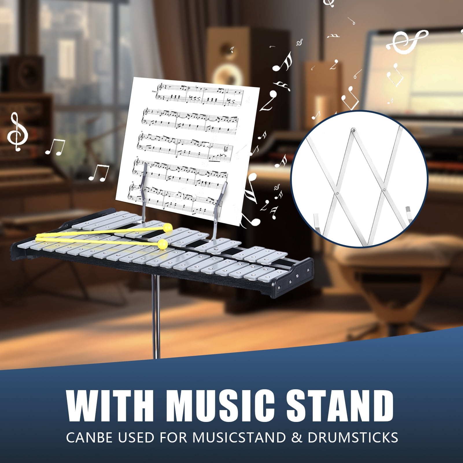 StarBay Glockenspiel Kit, 32 Notes, Portable With stand, mallets, drumsticks, carrying bag.