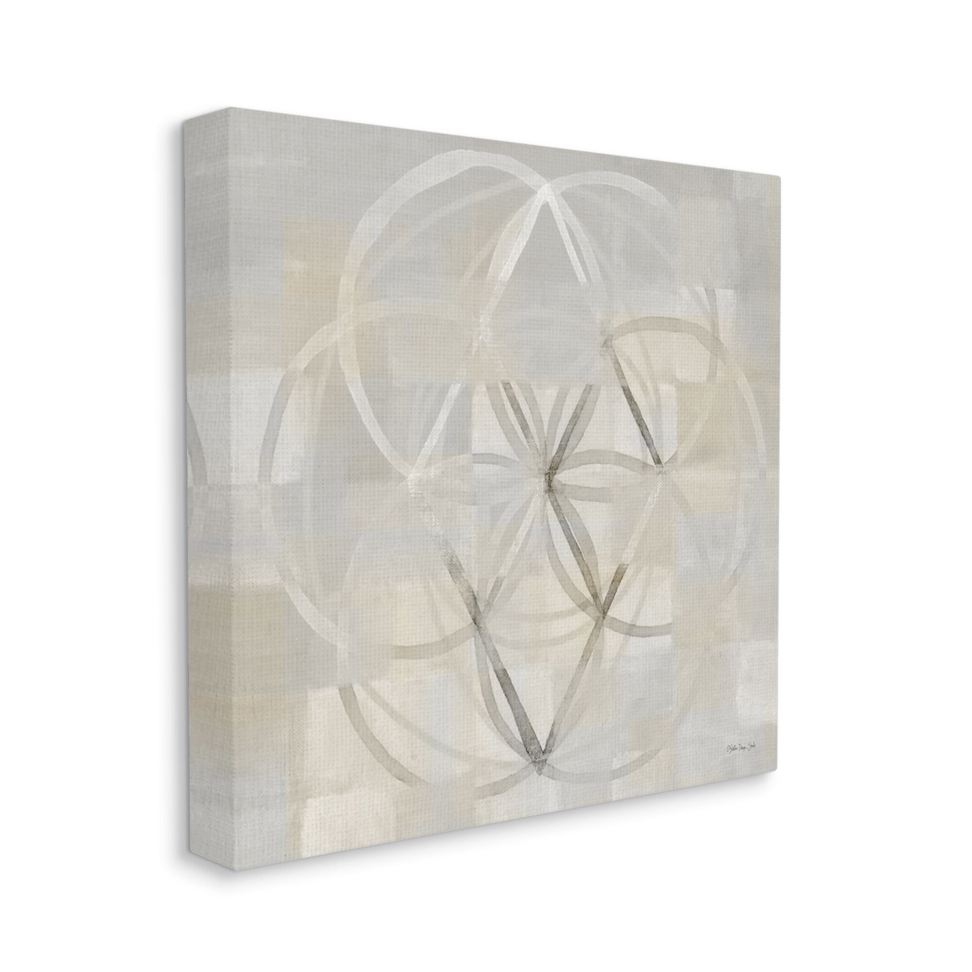 Stupell Industries Circular Fractal Abstract Neutral Tones Patterned Squares Graphic Art Gallery Wrapped Canvas Print Wall Art, Design by Stellar Design Studio
