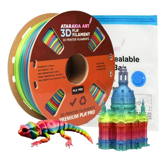 Ataraxia Art Rainbow PLA Filament, 3D Printer Filament, Multicolor Rainbow PLA Filament 1.75mm, Fast Color Change, 1KG/2.2LB Spool, Include Filament Storage Vacuum Bag, Fit Most FDM 3D Printer