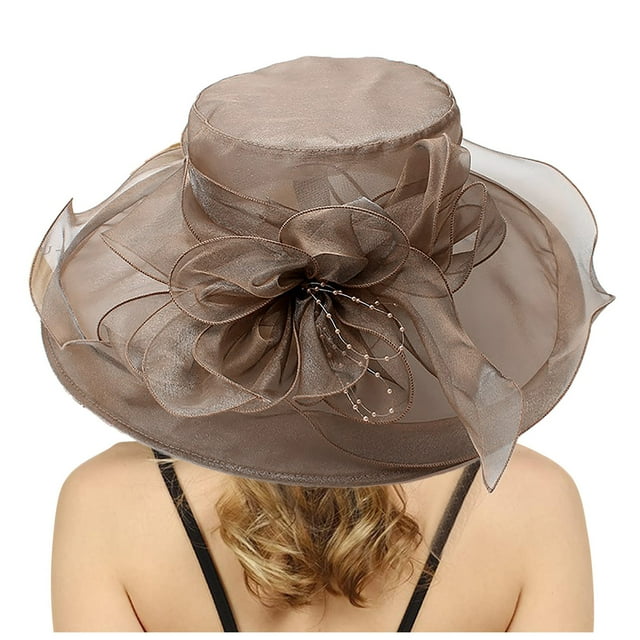 WEIYLL Chapeau de Soleil pour Femmes Robe Grand Ombre Fleur Douche Nuptiale Plage Protection Solaire Couvre-Chef