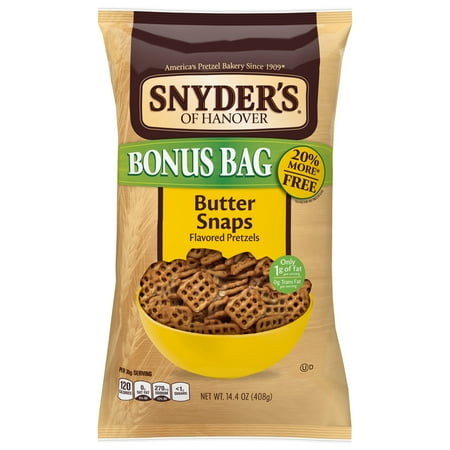 Snyder s of Hanover Butter Snap Pretzels Bonus Bag 14 4 Oz