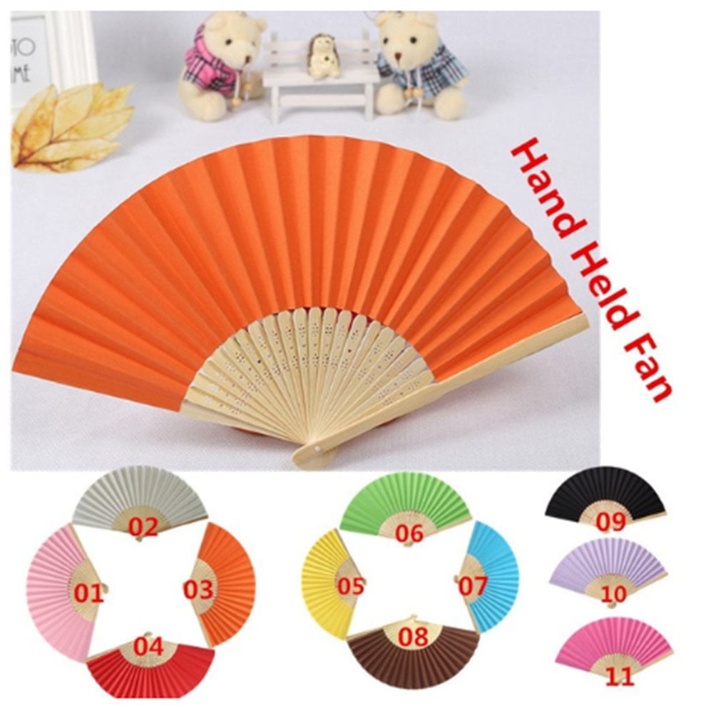 DIY Summer Bamboo Folding Hand Held Fan Chinese Dance Party Solid Color Fan#^ 