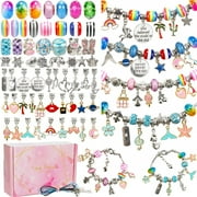Akaso 130 Pieces Charm Bracelet Making Kit Including Jewelry Chain DIY Craft for Kids Girls Silver