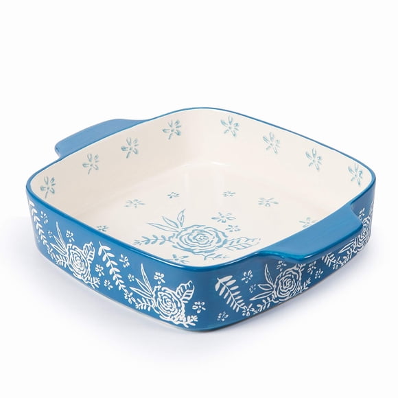 Wisenvoy Bandeja para Hornear Bandeja para Brownie de cerámica Bandeja para Hornear 9x9 Bandeja para Cazuela Bandeja para Lasaña Bandeja Cuadrada para Rosas Juegos de Utensilios para Hornear