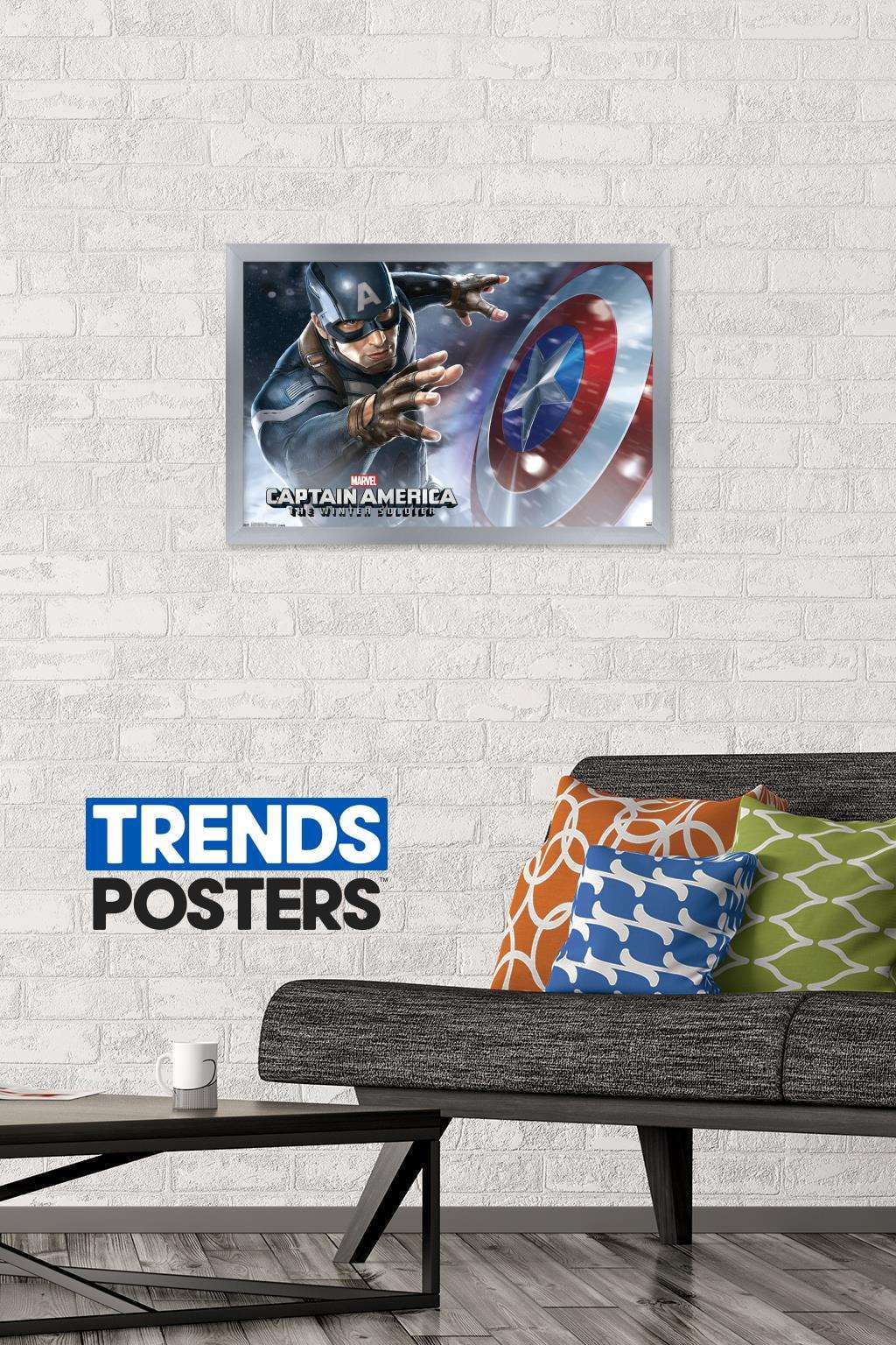 Marvel - Captain America - The Winter Soldier - Shield Wall Poster, 14.725" x 22.375", Framed