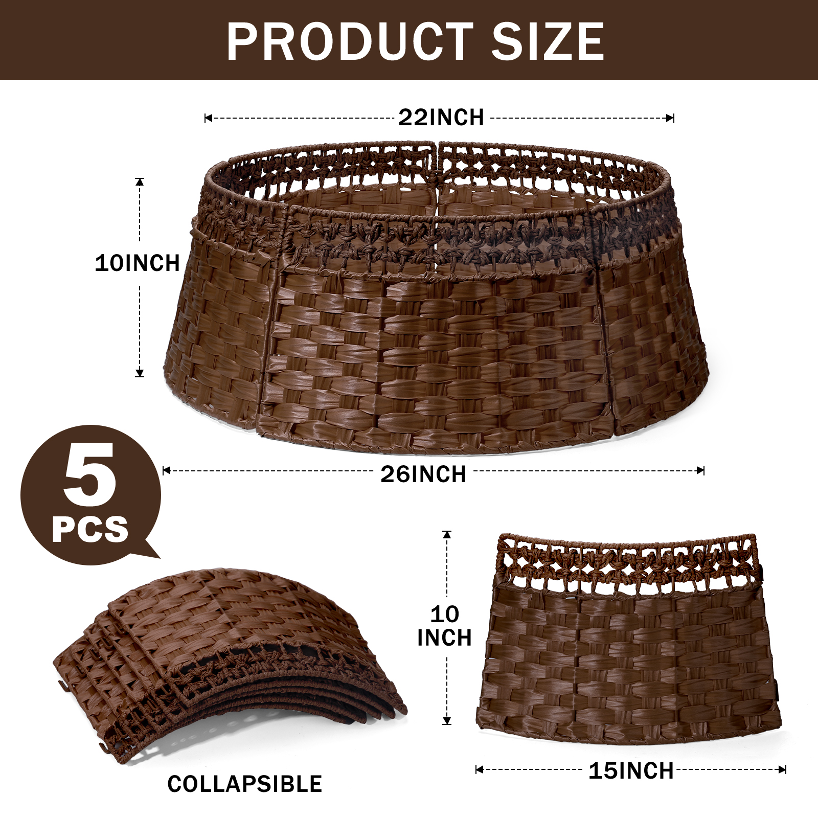 Ayieyill 26-Inch Handmade Woven Christmas Tree Collar photo 6