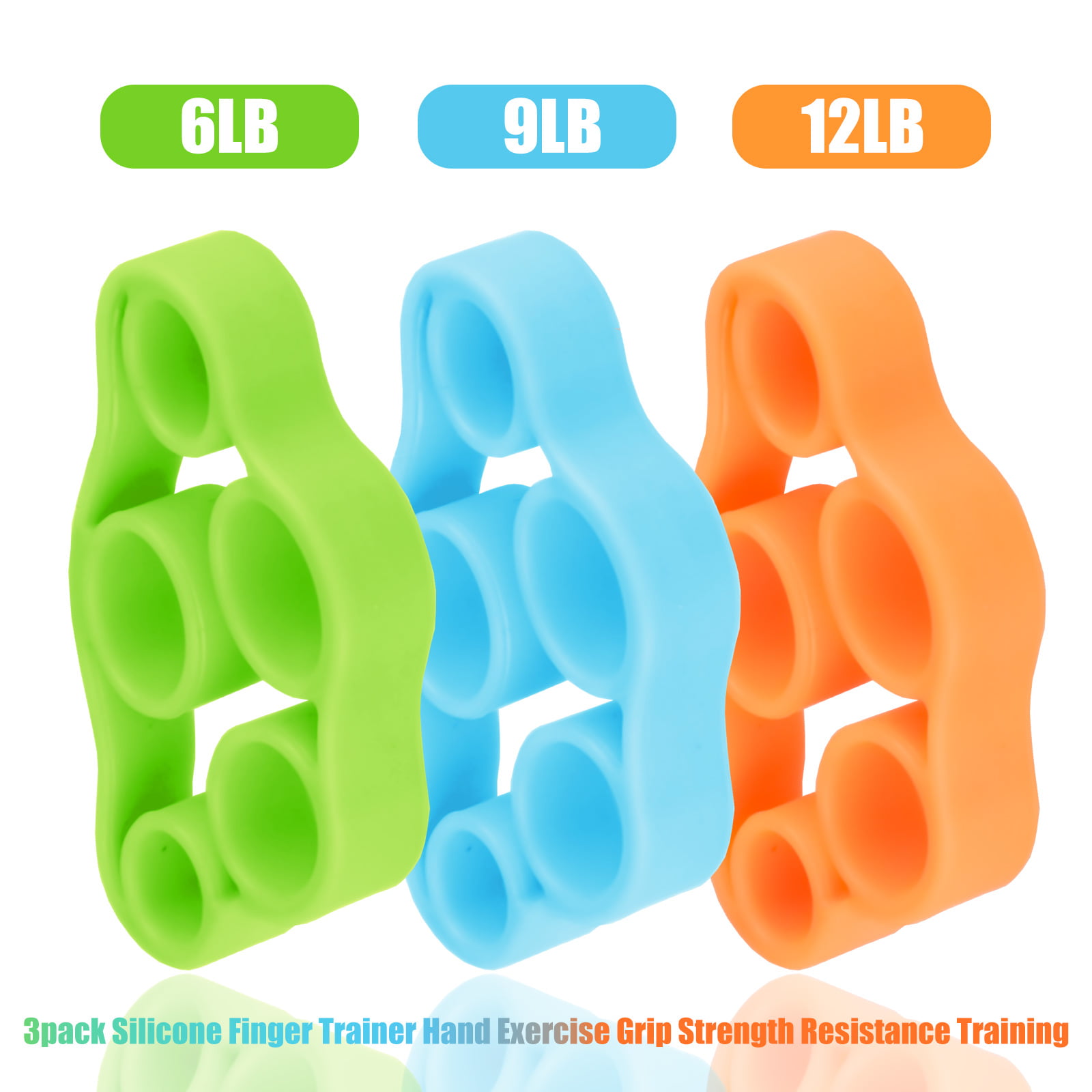 3Pack Finger Hand Exerciser Strengthener Forearm Grip Trainer Resistance Bands 
