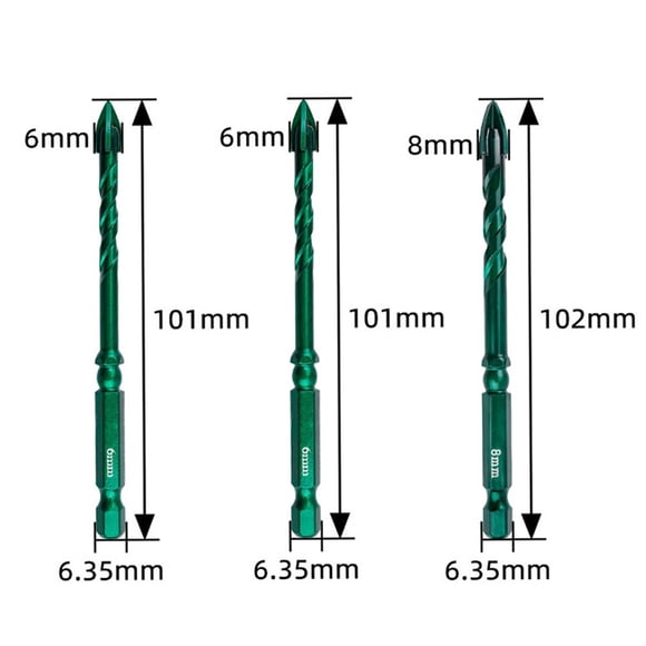 3 Pcs Foret Excentrique pour Verre, Carreaux, Mur, Béton, Outil de Perçage, Foret