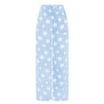 thumbnail image 6 of aohooy Fleece Lined Stretch Pants for Women Star Graphic Fuzzy Warm Plus Size Pajama Pant Straight Leg Fluffy Pull On Loungewear Sweatpant Light Blue,XXXXL, 6 of 6