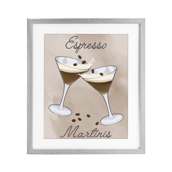 Stupell Industries Contemporary Cheers Espresso Martinis Gray Framed Print Under Glass, 13 x 16, by Marcus Prime
