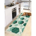 thumbnail image 3 of Turquoise Geometric Hallway Runner Rug 2x6ft,Gold White Hexagon Modern Washable Woven Living Room Bedroom Kitchen Bathrom Carpet with Tassels,Non-Shedding Indoor Outdoor Throw Door Mat for Entryway, 3 of 5