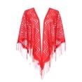 thumbnail image 1 of Chales y envolturas INSPIRAR CHIC para vestidos de noche, bufandas triangulares de encaje con flecos para bodas y fiestas formales 70.9"x27.6" Rojo, 1 of 5