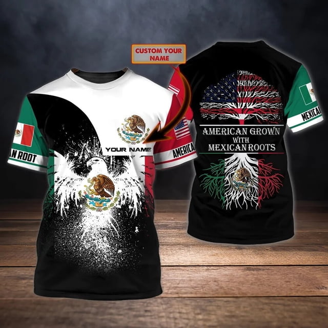 Camiseta con estampado de bandera nacional de México para hombre, camiseta de manga corta con patrón de águila 3D, camiseta de gran tamaño, ropa de calle de ocio con cuello redondo